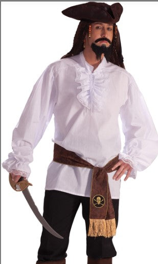 Ruffled Shirt, White - Adult Chest Size 42