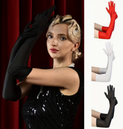 Gloves White Elbow Length Satin – Ronjo's Magic and Costumes