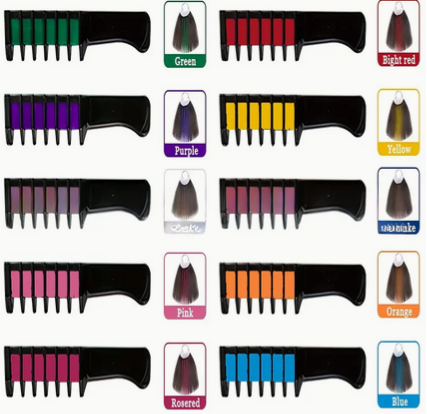 Hair Chalk Combs 10 Color Pack | For light to medium natural  color