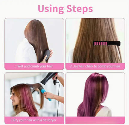 Hair Chalk Combs 10 Color Pack | For light to medium natural  color