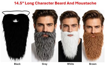 14.5” Long Character Beard And Moustache - Choose Color