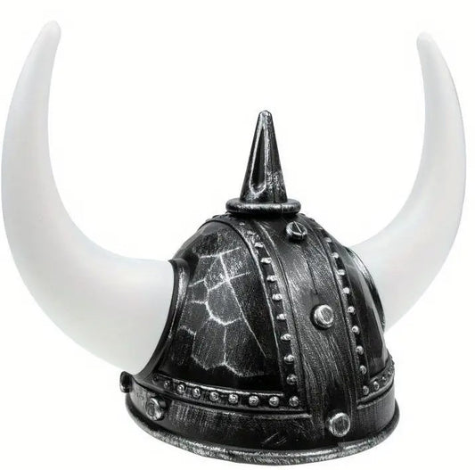 Viking Helmet Antique Silver - Large Horns