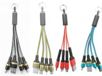 USB Charge Cable 3 in 1 Squid iPhone/Type C/Micro USB Assorted Colors
