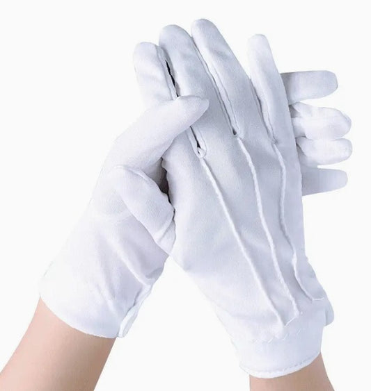 White Gloves With Snap - Adult One Size 9.05in H x 3.5in W