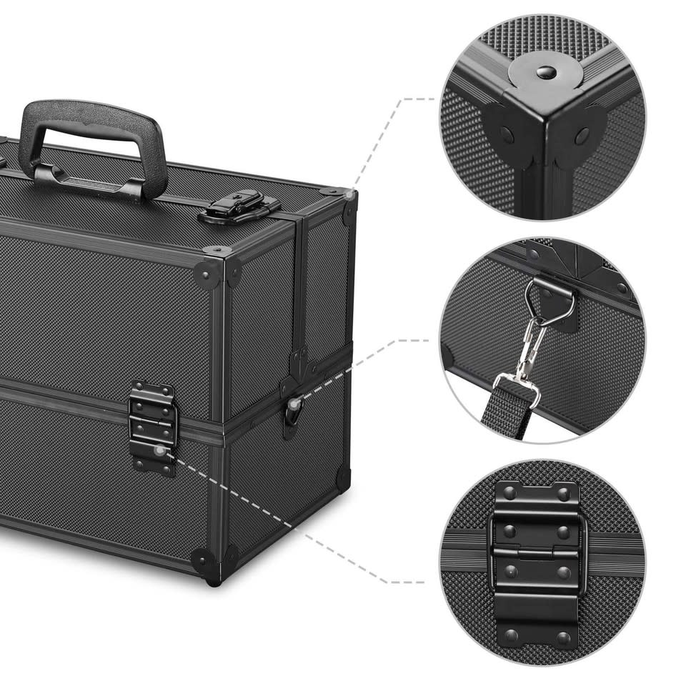 Train Case - Large Aluminum 4-Tier Trays